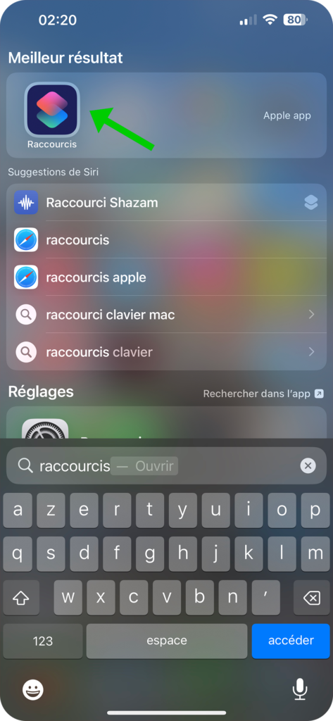 raccourci chatgpt siri