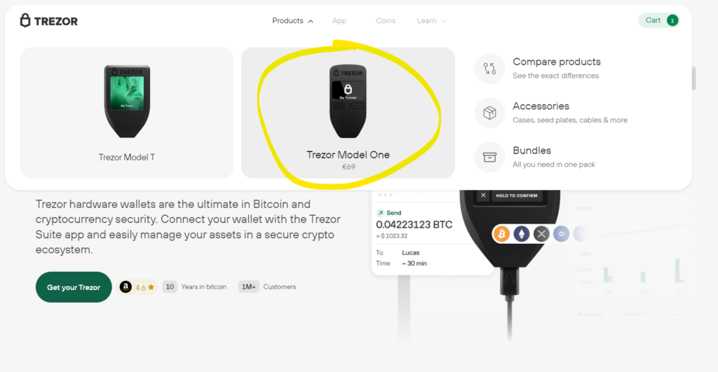 achat trezor model one