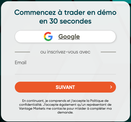 compte démo vantage