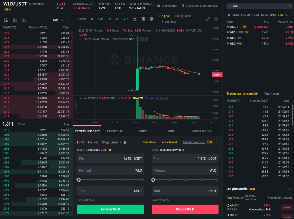 acheter worldcoin sur binance