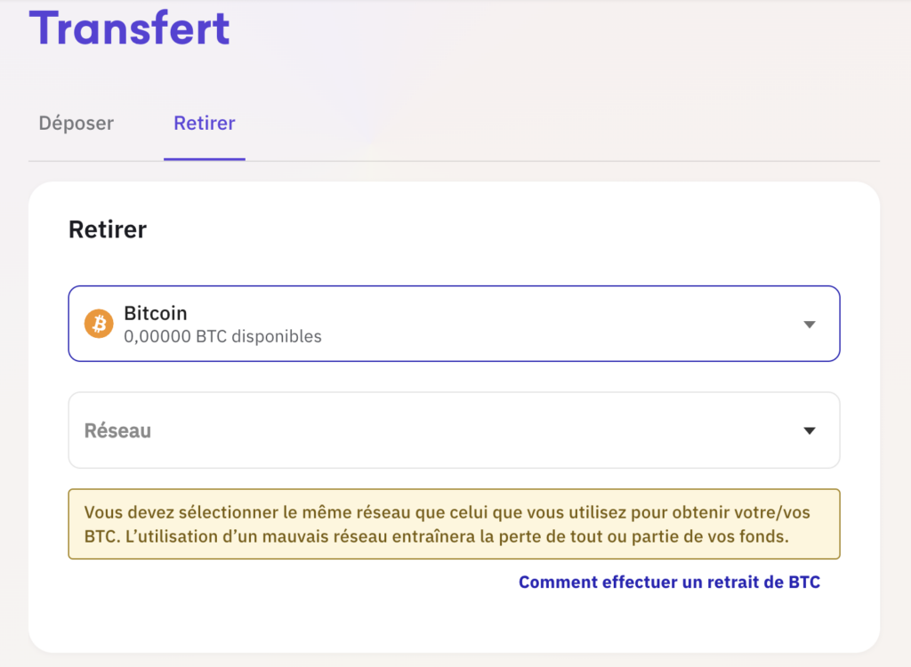 Comment faire un transfert sur la plateforme crypto Kraken