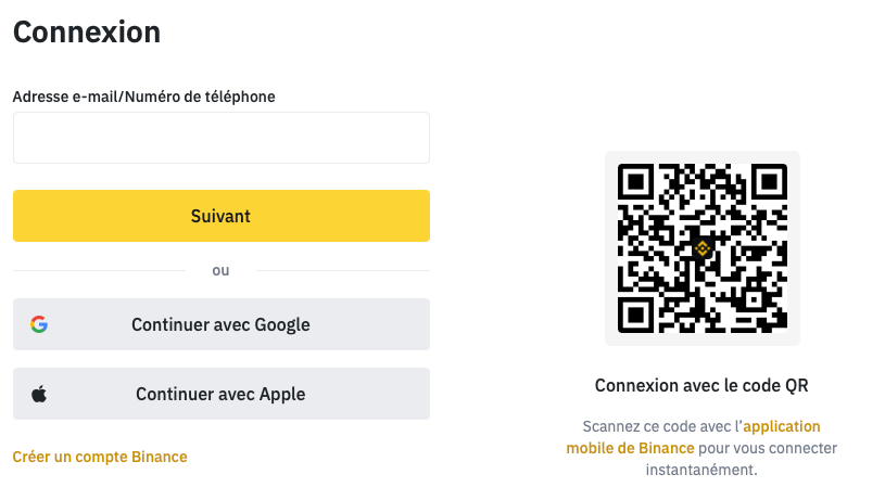 se connecter à son compte binance