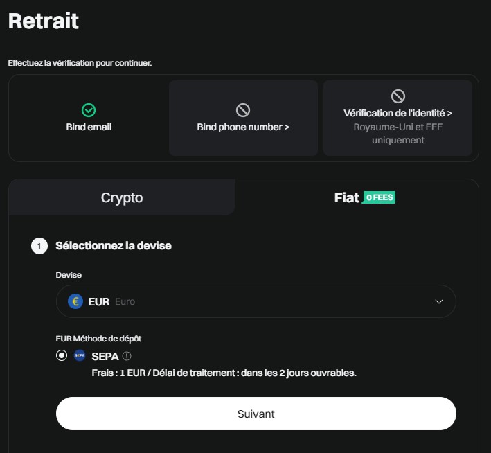 Comment faire un retrait fiat sur Bitget guide