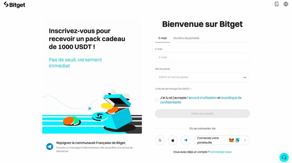 inscription bitget guide