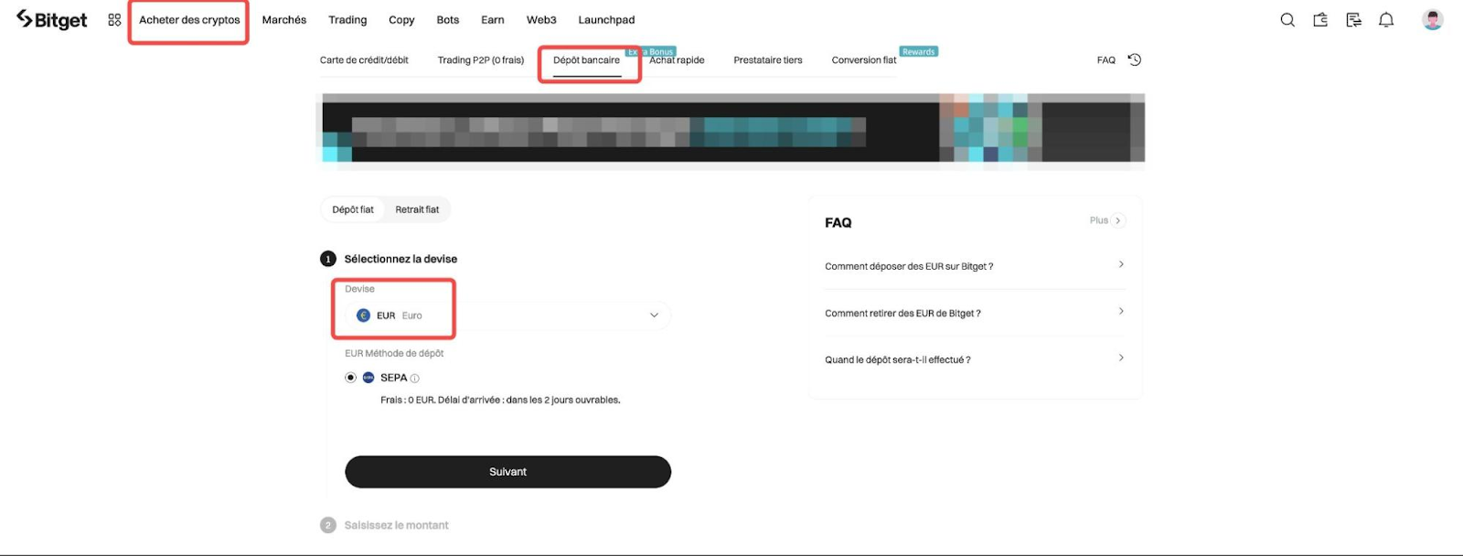 Faire un dépôt sur bitget tutoriel