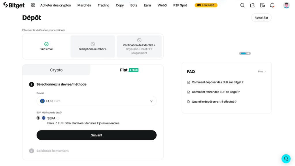 tutoriel virement bancaire bitget