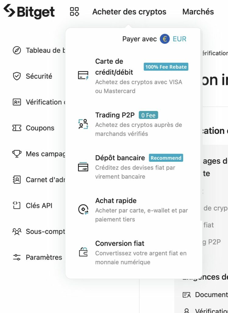 acheter crypto bitget guide