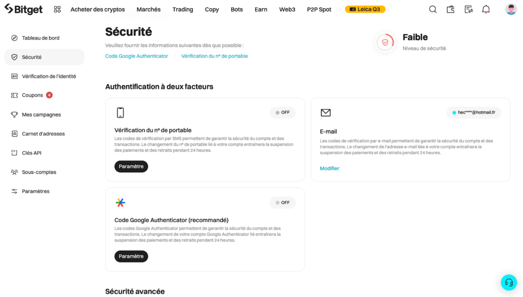 comment securiser son compte bitget tuto 