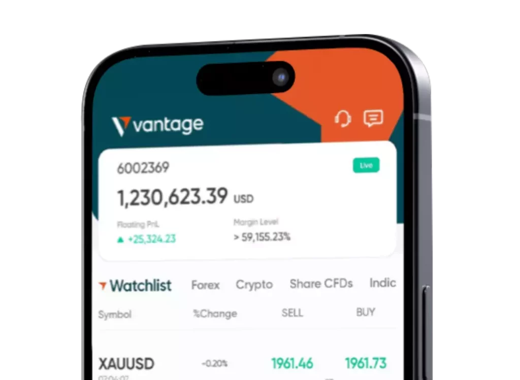 trading plateforme broker vantage fx smartphone