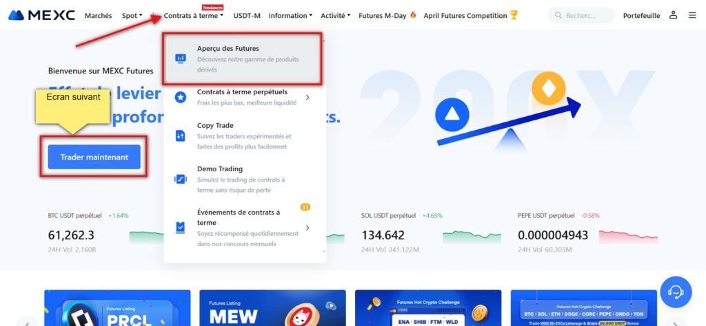 Trading de futures sur MEXC