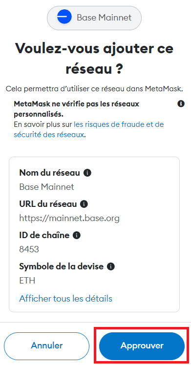 information blockchain base Metamask