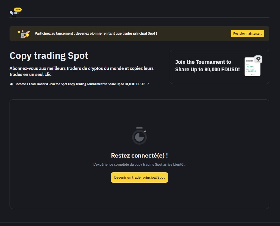 Binance lance le Copy Trading Spot