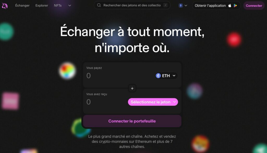 UniSwap acheter des cryptos sans KYC