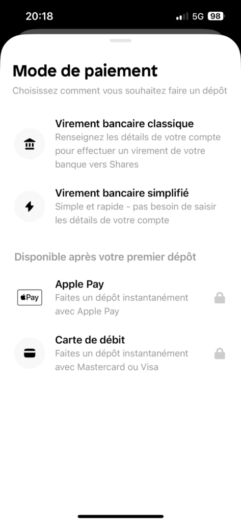 Les dépôts et les retraits sur Shares.io