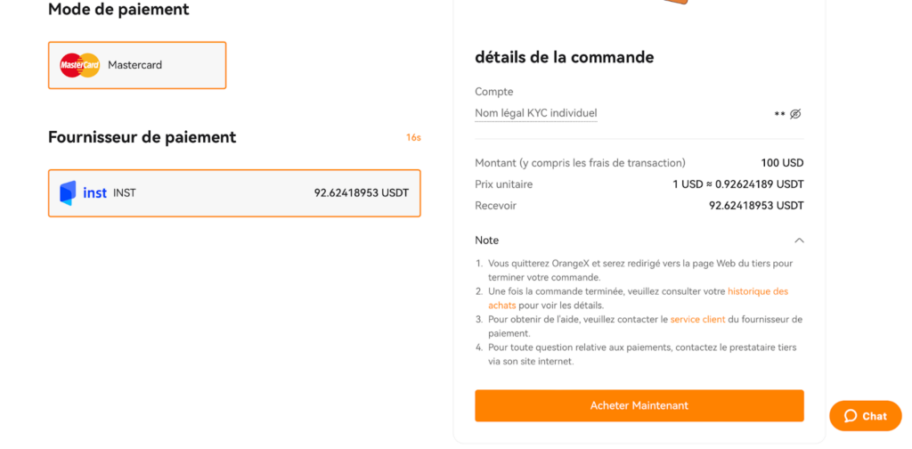 Mode de paiement disponible