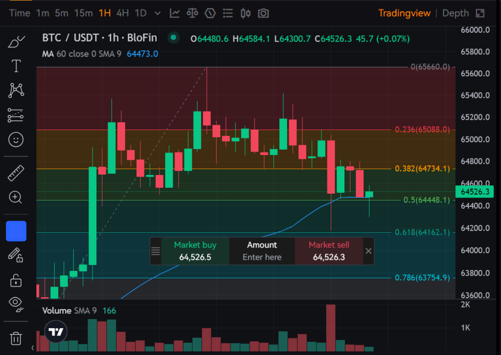Interface de trading sur BloFin avec TradingView